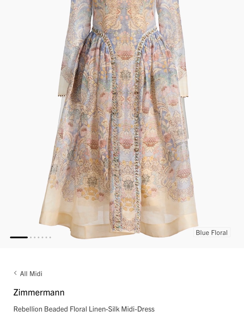Sale‼️ Zimmer man Rebellion beaded Floral Midi Dress - Picture 4 of 15